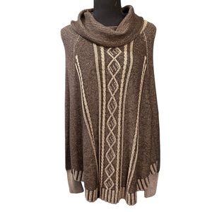Tribal Brown and Cream Cowl Neck Turtleneck Sweater